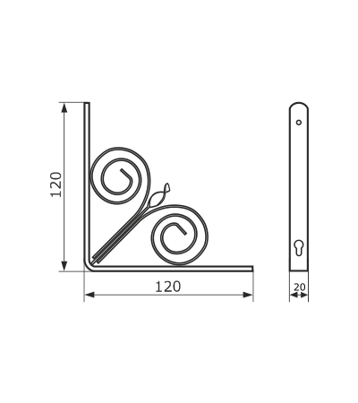 Кронштейн фигурный 120х120 мод.14 (черный)