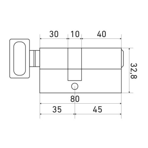 СтандартЦилиндровый механизм MAX 80 (45х35В) SN 5 кл.перфо ключ/верт.