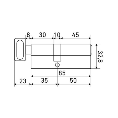 Стандарт  Цилиндровый механизм MAX 85 (50х35В) SB 5 кл.перфо ключ/верт.