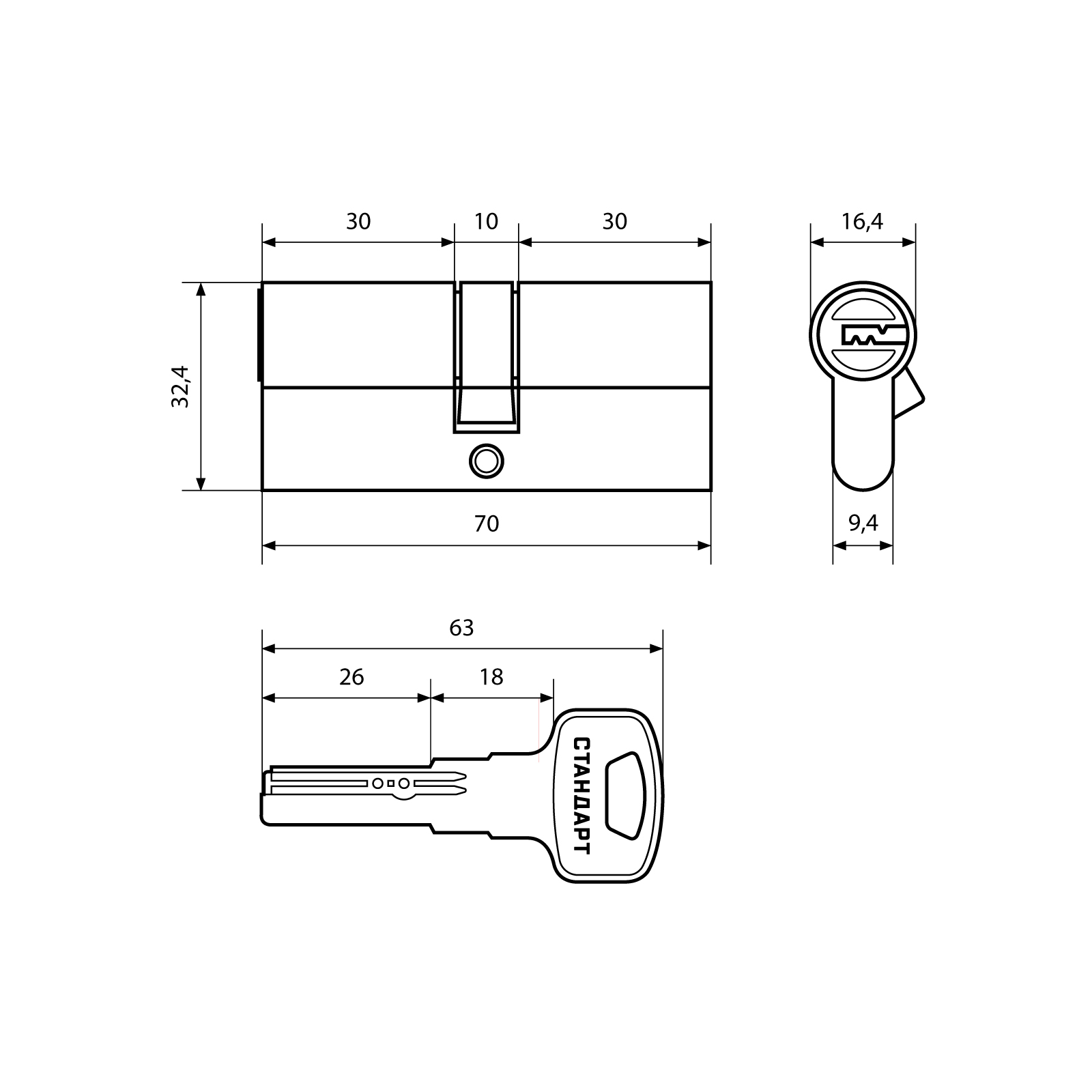 Стандарт Цилиндровый механизм Z.F.70-5K SN перфо 5 кл (ключ-ключ) Стандарт Цилиндровый механизм Z.F.70-5K SN перфо 5 кл (ключ-ключ)