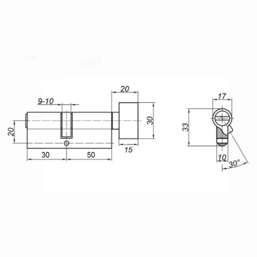 DORMA Цилиндровый механизм CBR-1 80 (30х50В) ключ/вертушка, никель
