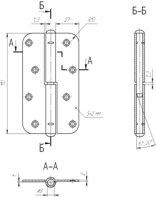 Петля ПН1-110мм левая 2шт цинк