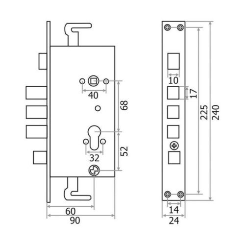 213R Замок врезной для стальных дверей (правый)
