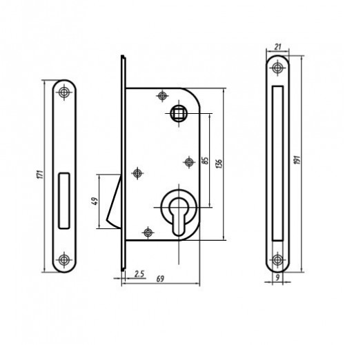 PALLADIUM Корпус замка 085-М РВ (золото)