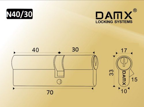 DAMX Цилиндр прос. ключ-ключ N 70 mm (40/30) PB