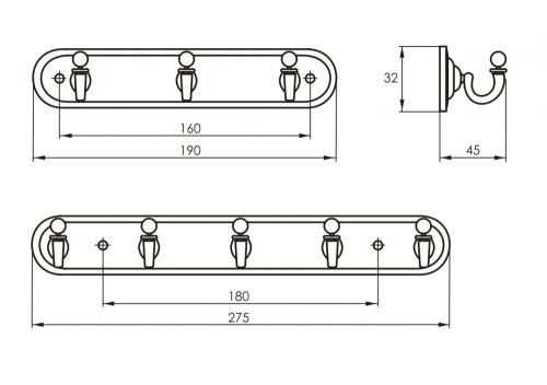 Вешалка 709-3Е (хром)
