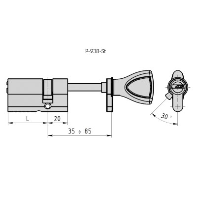 Цилиндровый механизм Р-238-St (45/20/80) 5 Перфо Кл-Хп (хром)