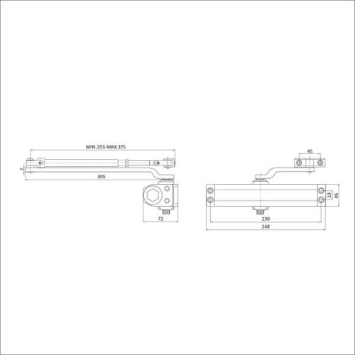 БУЛАТ Доводчик ULTIMATE ДД 180  A-S (110-180 кг) серебро