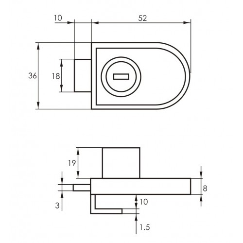 Замок мебельный 806 на одну стеклянную дверку (хром)