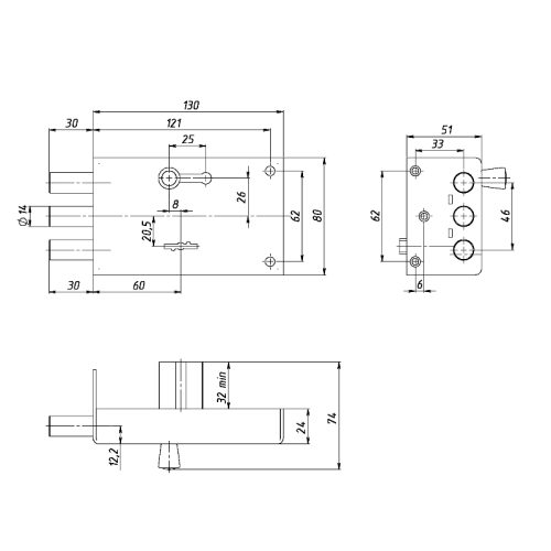 Замок накладной ЗНС3-2 