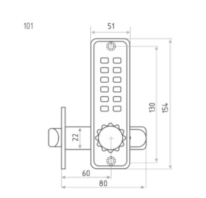 Н-М Кодовый замок 101 (золото) с фиксатором