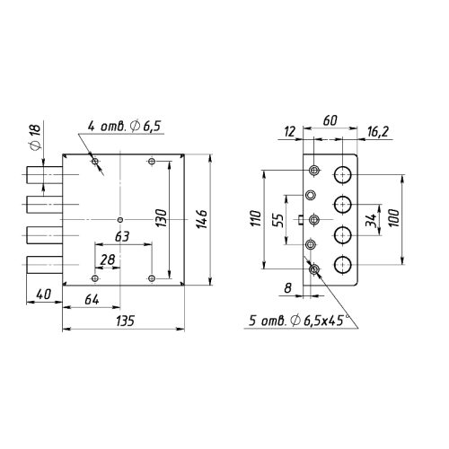 Замок накладной ЗН4-ГС-2 (3 ключа) 