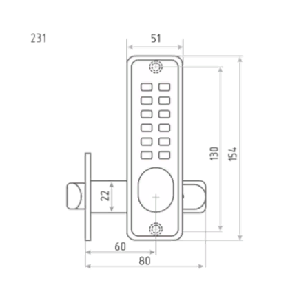 Н-М Кодовый замок 231 (хром) с фиксатором