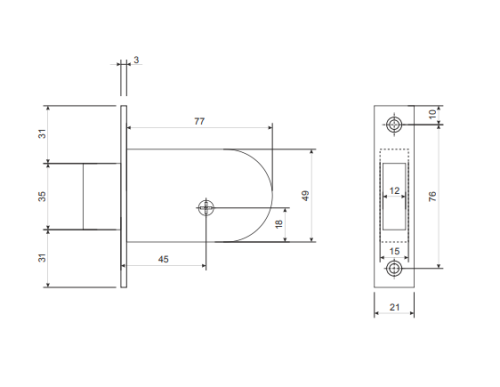 Замок врезной 90-K-CR  Апекс