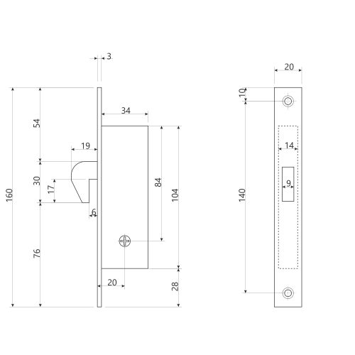 Замок врезной 72-K-CR  Апекс