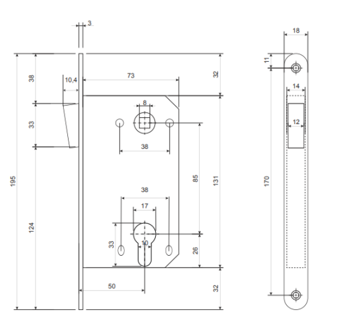Замок врезной магнитный 5300-M-G  Апекс