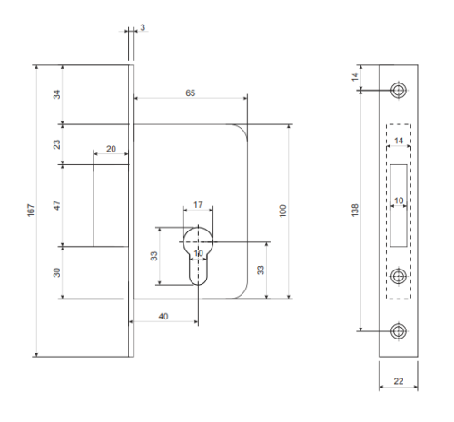 Замок врезной 95/60-CR  Апекс