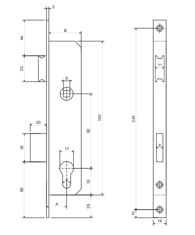 Замок врезной 7000-25-NI  Апекс