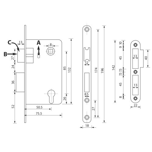 Замок врезной бесшумный Code Deco 5300-P-NIS