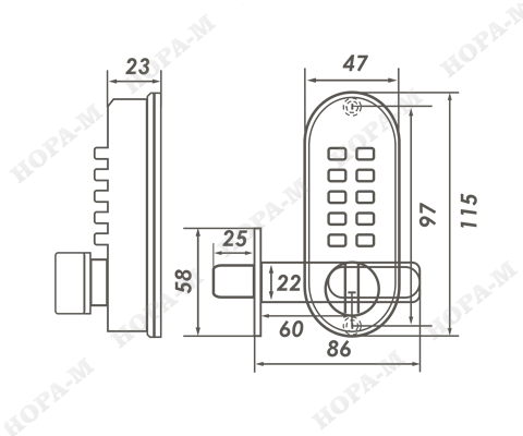 Н-М Кодовый замок 600 (матовый хром)