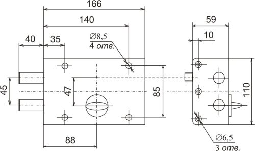 Замок накладной ЗНС-4-1 (3 ключа)Сенатполн.комп.