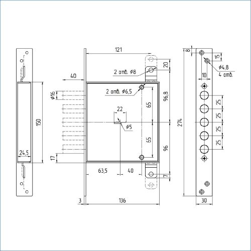 Замок врезной ЗВ8 140.0.1 (без тяг) 