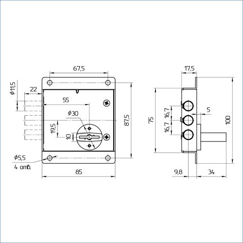 Замок накладной ЗН4 800.0.0 П-Н (3 ключа) 