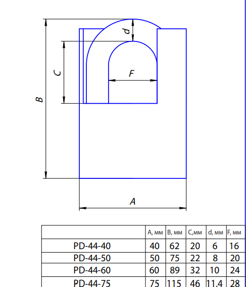 Замок навесной PD-44-50 Blister Апекс