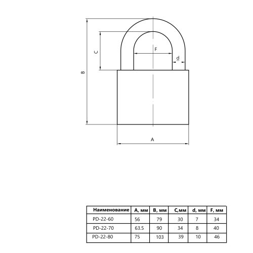 Замок навесной PD-22-70-Blister 