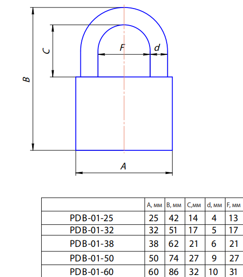 Замок навесной PDB-01-40  Апекс