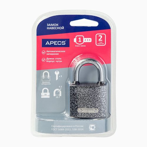 Замок навесной PD-01-38-Blister  Апекс