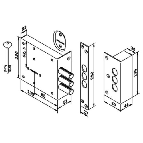 Замок накладной 110.11.013ZSI (аналог Керберос) п/к защёлка