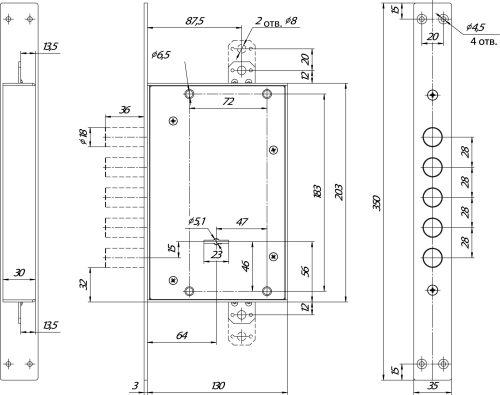 Замок врезной ЗВ8 341.1.1 