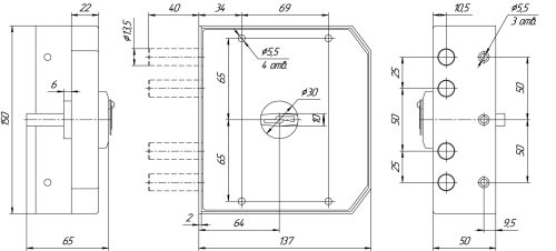 Замок накладной ЗН4 090.0.0 (5 ключей) 