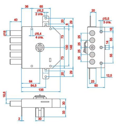 Замок накладной 1.06.52.КМАГРАНИТ