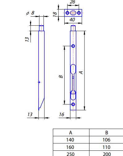 Шпингалет торцевой FB-01-160-АВ  Апекс
