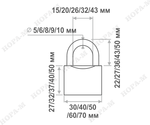 Н-М Замок навесной ЗН-207-40 мм (3 ключа)