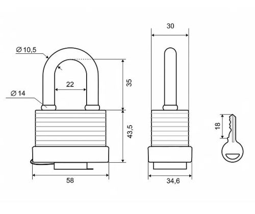 PALLADIUM Замок навесной 905 WP-50