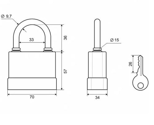 PALLADIUM Замок навесной 907 WP-65