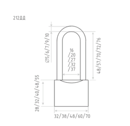 Н-М Замок навесной ЗН-212дд-40 мм (3 ключа)