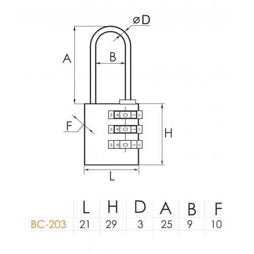 Замок навесной с кодированием латунь SOLLER ВС203