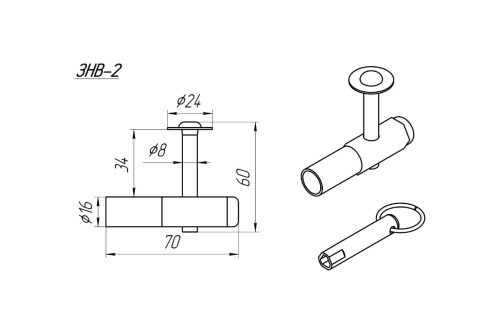 Замок навесной винтовой ЗНВ 2 ДС (с одной секретностью, трёхгранный ключ)