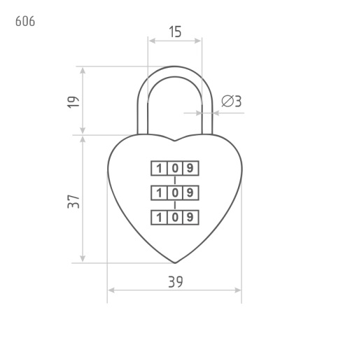 Н-М Замок навесной кодовый 606 (красный)