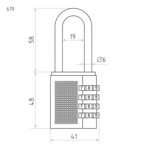 Н-М Замок навесной кодовый 619 (чёрный)