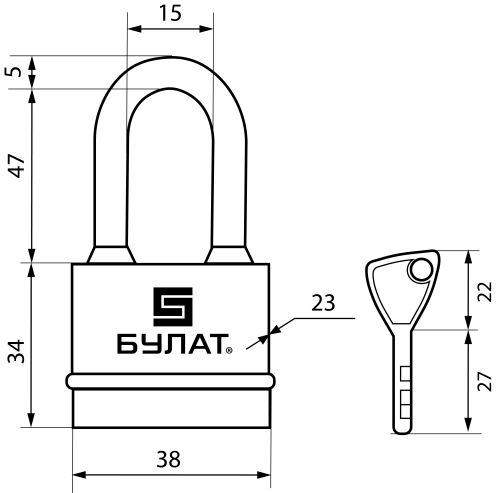 Булат Замок навесной ВС 3-Н35-01 ПЛ всепогодный