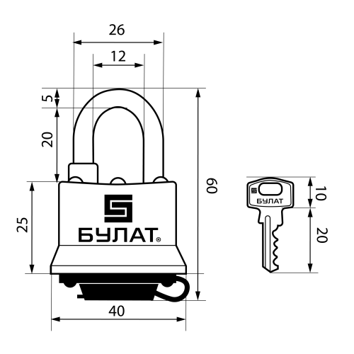 Булат Замок навесной ВС 0330 всепогодный