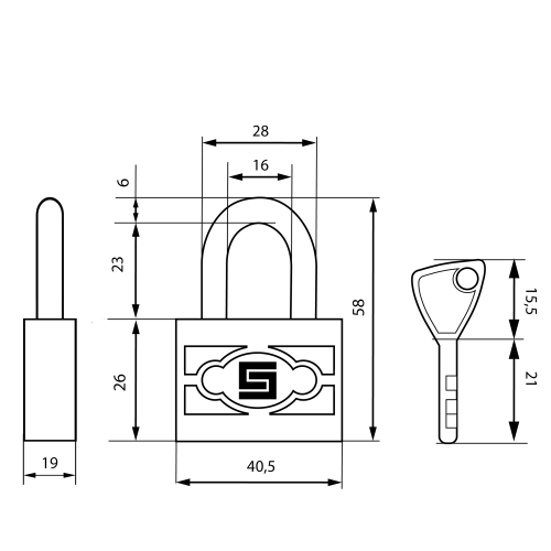 Булат Замок навесной ВС 3-П40 ПЛ стальной d=6мм