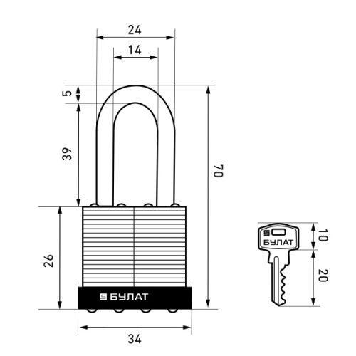 Булат Замок навесной ВС 0130-01 d=5мм