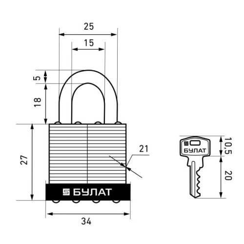 Булат Замок навесной ВС 0130d=5мм