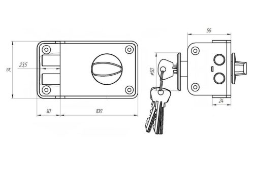 Замок накладной Зенит ЗН 1-3.1 (медь) г.Димитровград